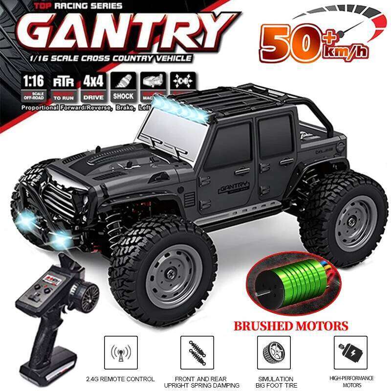 16103 Fast Rc Cars 50km/h 1/16 Off Road 4WD with LED Headlights,2.4G Waterproof Remote Control Monster Truck for Adults and Kids Y260131