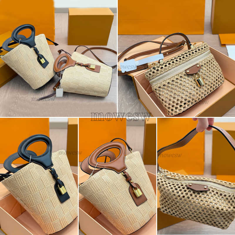 Straw bag designer shoulder bag woven tote bag summer beach bags handbag shopping bucket bags lady crossbody purse hobo grass woven cosmetic bag vegetable basket