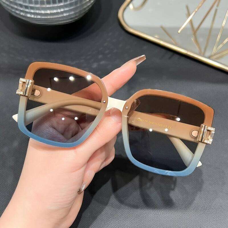 Polarized Square Sunglasses Women Trendy Luxury Sun Glasses New Vintage Leather Print Glitter Eyewears Uv400 Gafas De Sol