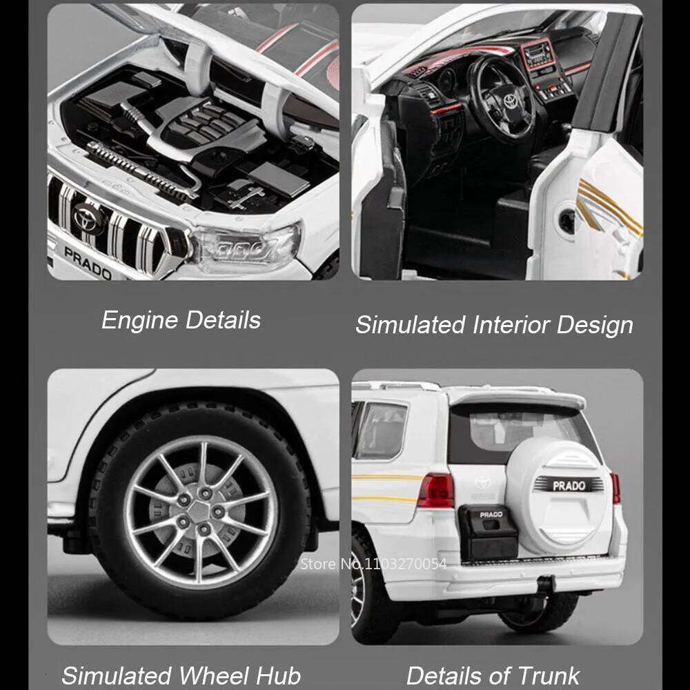 1:24 Scale Prado Lambor Veneno Alloy Diecast Model Toys Car Sound Light Exquisite Models Doors Opened Miniature Vehices Boy Gift Y260131