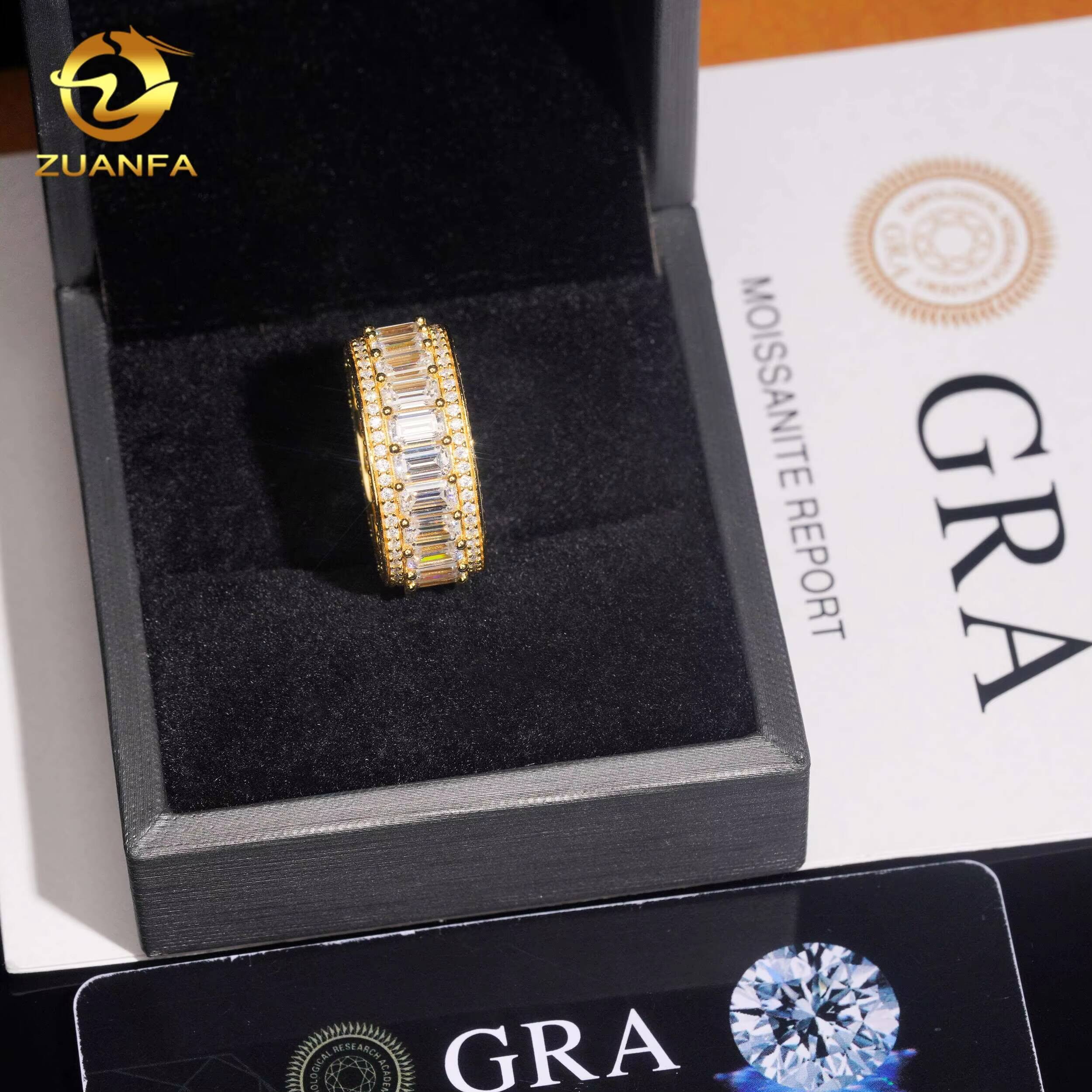 Fine Jewelry Hip Hop Custom Jewelry 925 Sterling Silver Vvs Diamond Moissanite Iced Out Ring Men GRA Certificate
