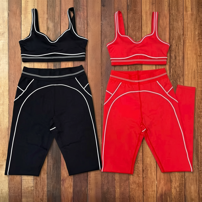 Designer Yoga Womens 2 Pieces Red White Black Sports BraLeggings Pilates Fitness Gym Wear Sweatsuit Workout Suits Seamless Tennis Shirt Set Girls Outfit