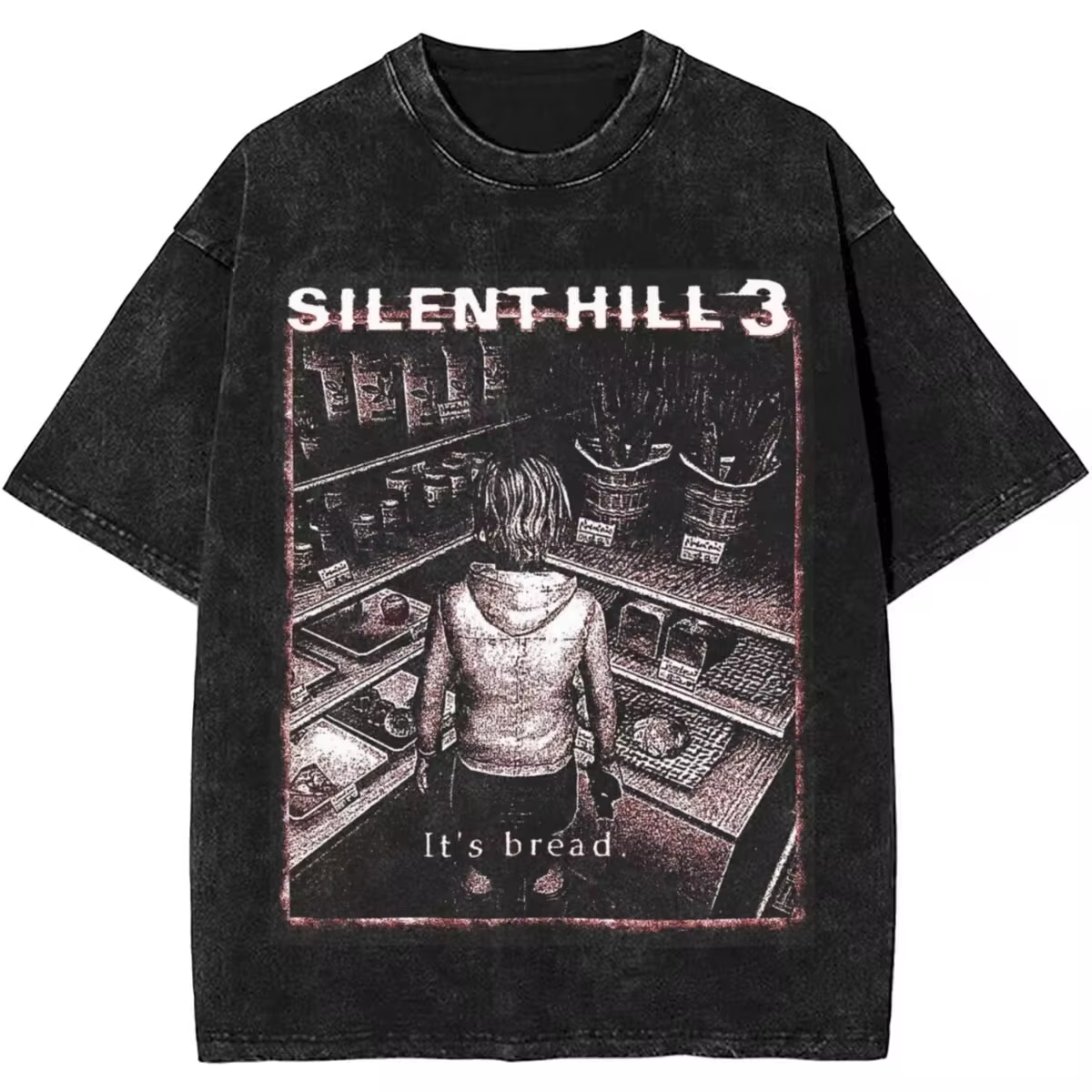 Silent Hill 3 Graphic T-Shrit Men's Vintage Washed Oversized Short Sleeve T Shirt Y2k Hip Hop Streetwear