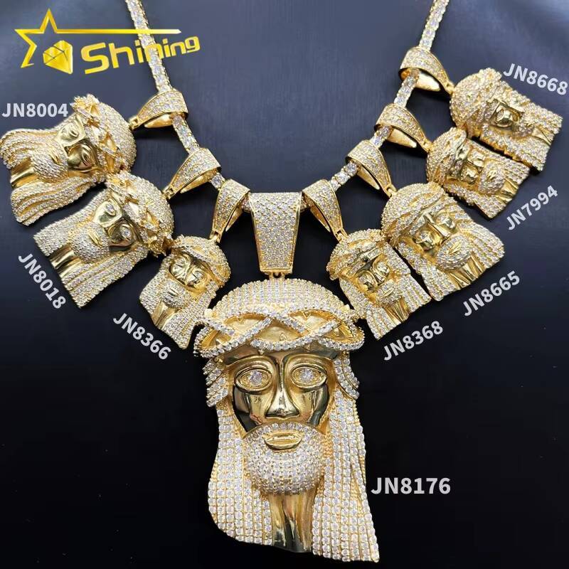 Fine Jewelry 925 Sterling Silver Jesus Pendant Custom Moissanite Pendants Iced Out Diamond Hip Hop Jewelry