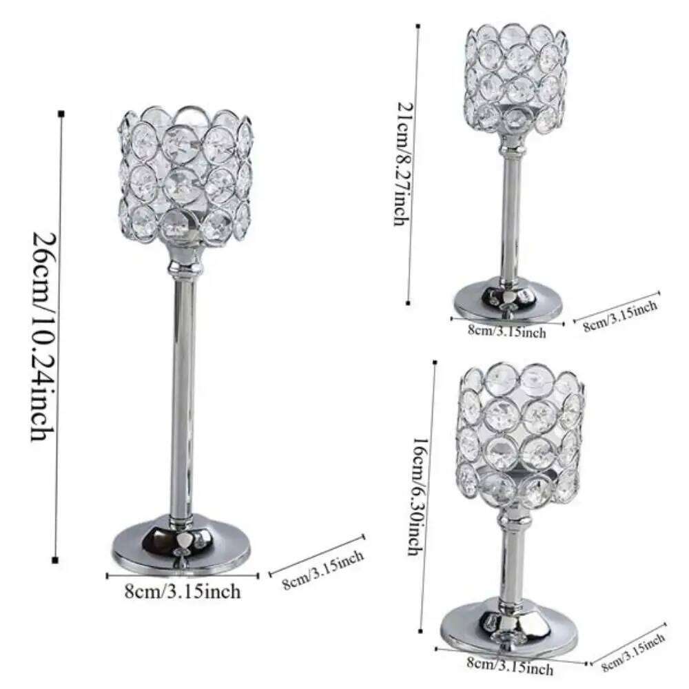 Metal Crystal Candle Holder Romantic Goblet-shaped Wrought Iron Candlestick Table Ornaments Hollow Craft Candelabra Y260131