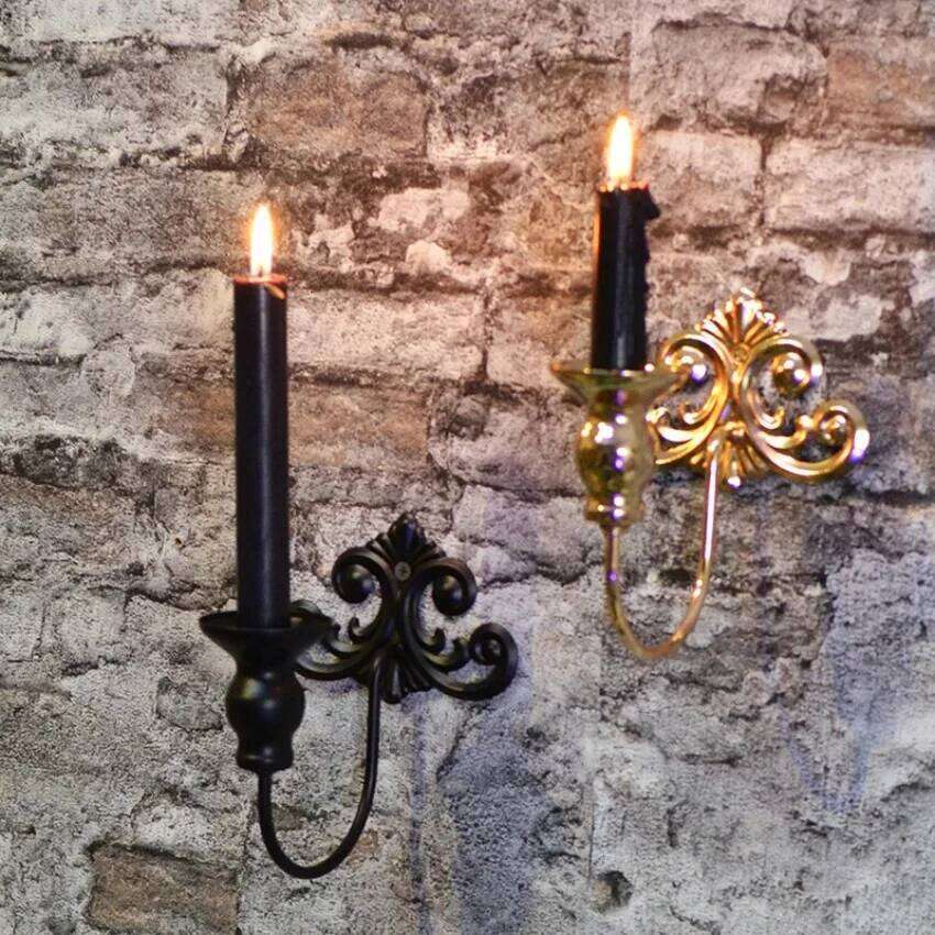 Hanging Metal Candlestick Wall Lamp Scented Decoration Gold Black Holder Home Bar Outdoor Candle Lantern Y260131
