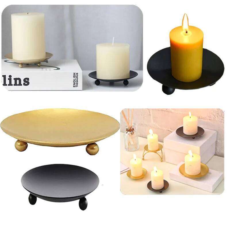 1pcs Black Iron Plate Holder tray holder Wedding Party Holiday Banquet Decorative Candle Accessories home decor LZT004 Y260131