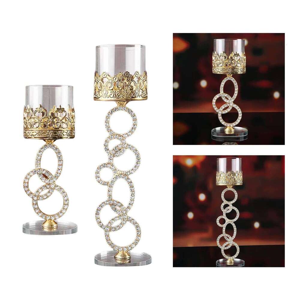 Modern Glass Crystal Candlestick Romantic Creative Decorative Shiny Candle Holders for Desk Restaurant Wedding Bar Home Decor Y260131