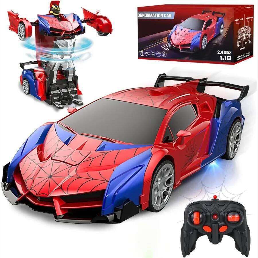 2.4GHz Deformable Spider Remote Control - Robot Car with Stunts, Rechargeable Battery & LED Lights, Toy Gift for Boys Girls Y260131