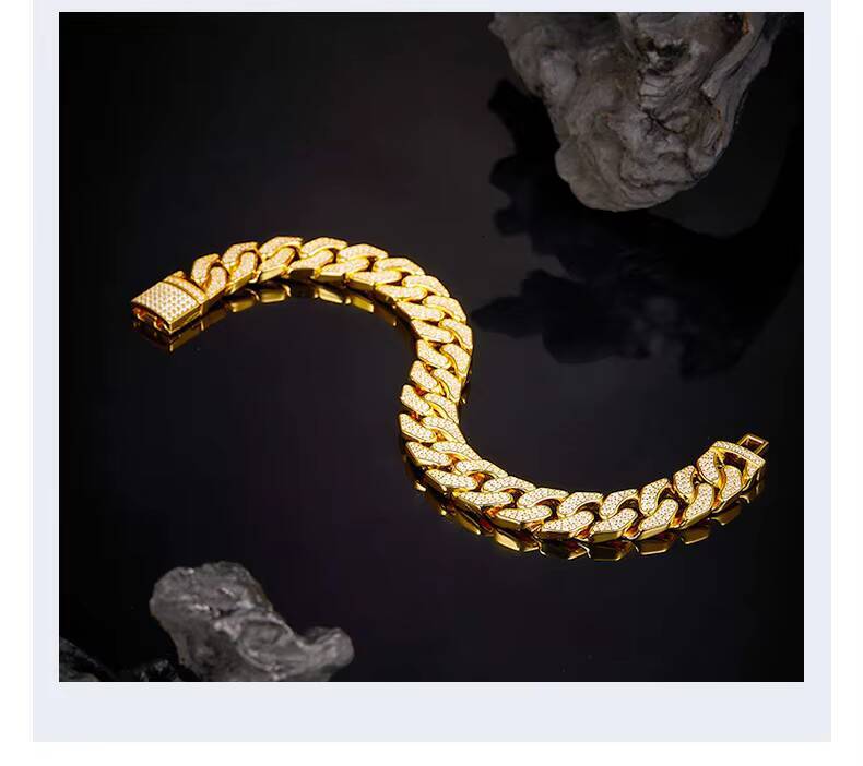 Fully Encrusted Brilliant Stone Jewelry GRA Certified 925 Sterling Silver Moissanite studded Cuban Chain Bracelets for Women Men
