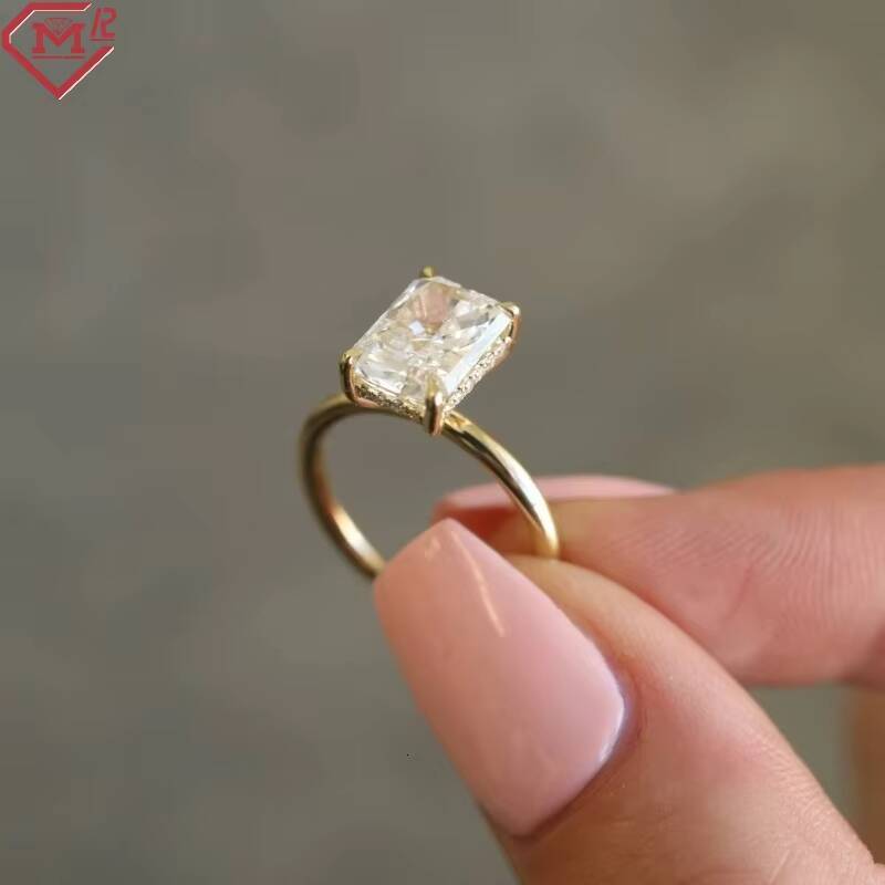 Classic Women Lab Grown Diamond Ring Engagement Radiant F-VS1 305ct 14k Gold Diamond Rings