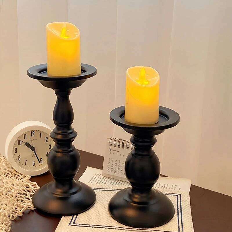 1pc 22cm Vintage Black Candle Holder, Perfect for Creating A Romantic Candlelit Dinner Atmosphere Y260131
