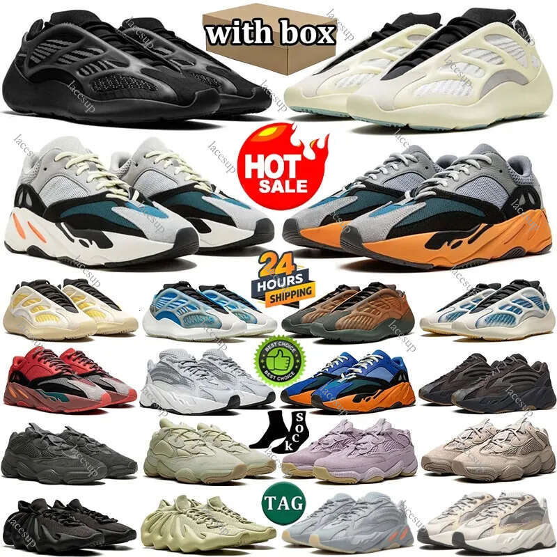 Designer Yz 700 Men Women Outdoor Casual Running Yz 450 Sneakers Black White Wave Runner Salt Dark Glow750 Yz 500 Soft Resin Sports Slippers Shoes Trainers Size 36-46
