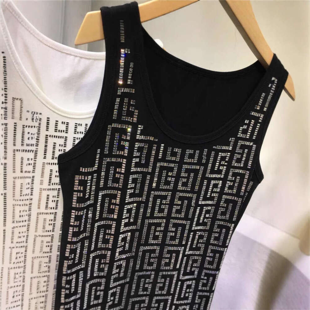 Summer slimming clearance special sale plus size women's clothing heavy rhinestone high elasticity vest