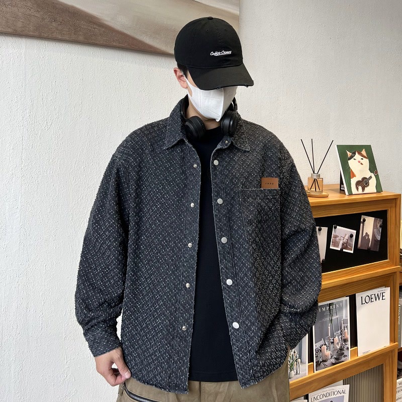 Versatile and comfortable high-end denim shirt men's spring and autumn American vintage long-sleeved shirt jacket - view 4