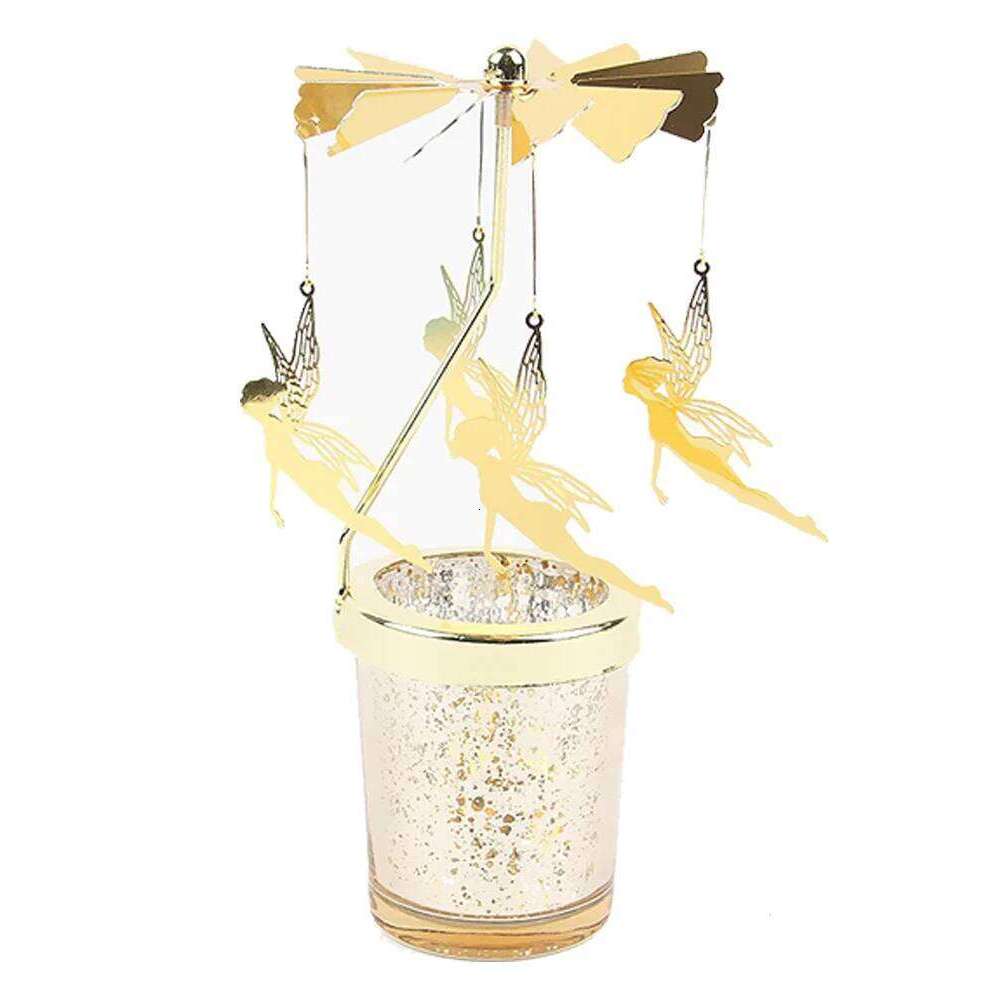 Love Wedding Candle Holders Snowflake Deer Fairy Rotating Candlestick Metal Tray Romantic Home Decoration Christmas Ornament Y260131