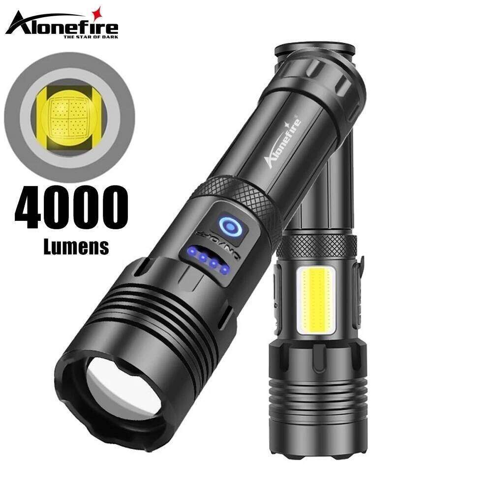 30W Zoom High Power Flashlight Tactical COB Usb rechargeable Outdoor Hiking Camping Hunting Fishing Handheld Patrol Light Torch H260131