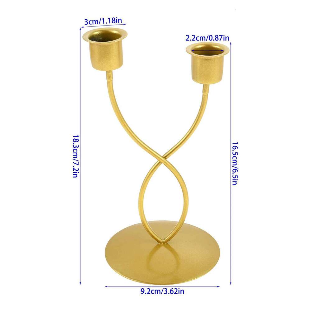 Gold Iron Candle Base with Two Cup Table Centerpiece Candlestick Holder for Mantel Fireplace Dining Desktop Home Decor Y260131