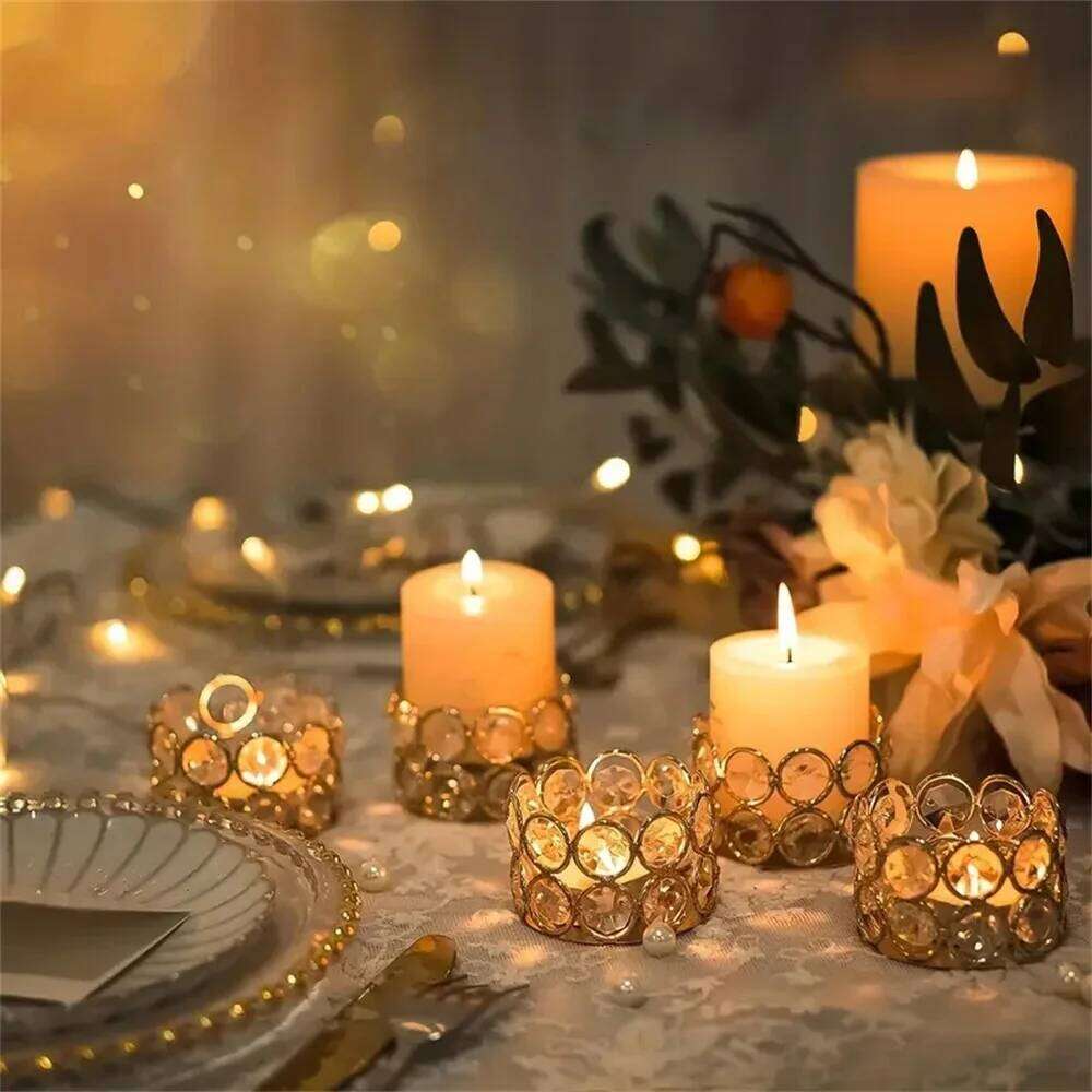 1/2PC Crystal Tealight Holders Glass Desktop Candle Holder Ornament Home Table Bedroom Wedding Party Decor Creative Gifts Y260131