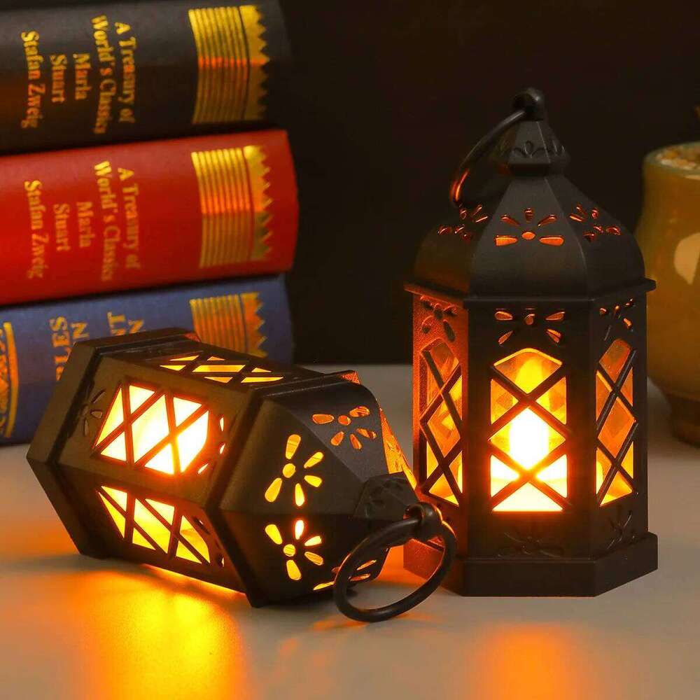 Retro Desktop Atmosphere Decoration Creative Gift Hexagonal Candle Led Wind Portable Small Horse Lamp Y260131