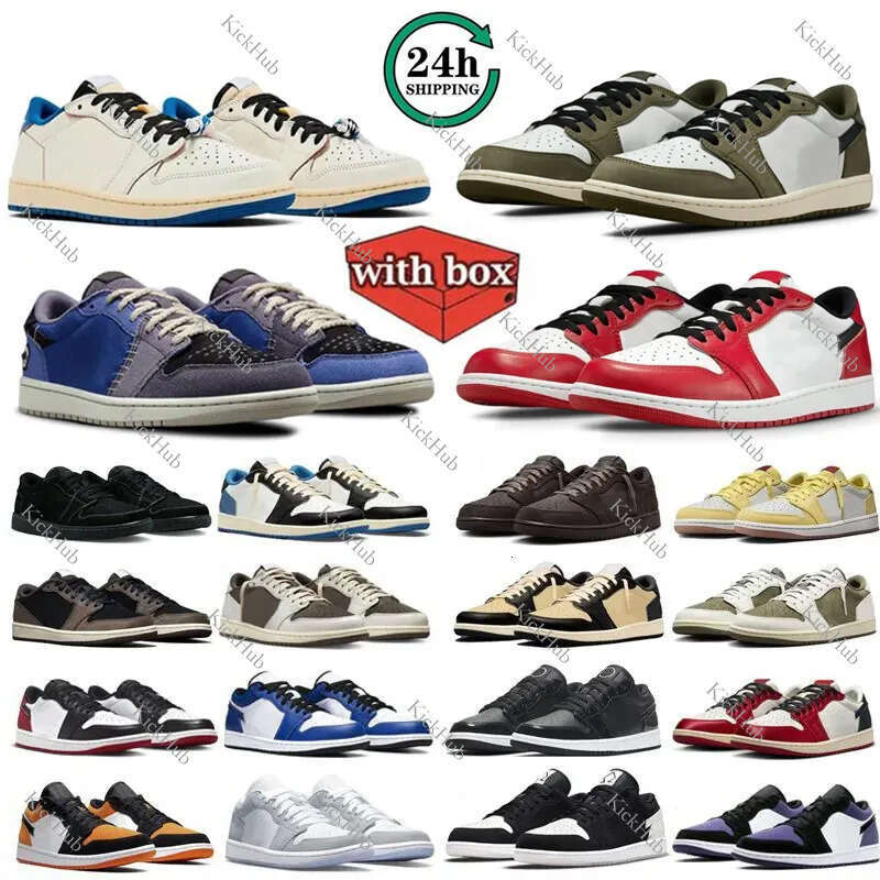 With Box Designer 1 1s low Basketball Shoes Medium Olive Chicago Voodoo Alternate Fragment Dark Mocha Canary Velvet Brown Black Toe Men Women trainers Sneakers
