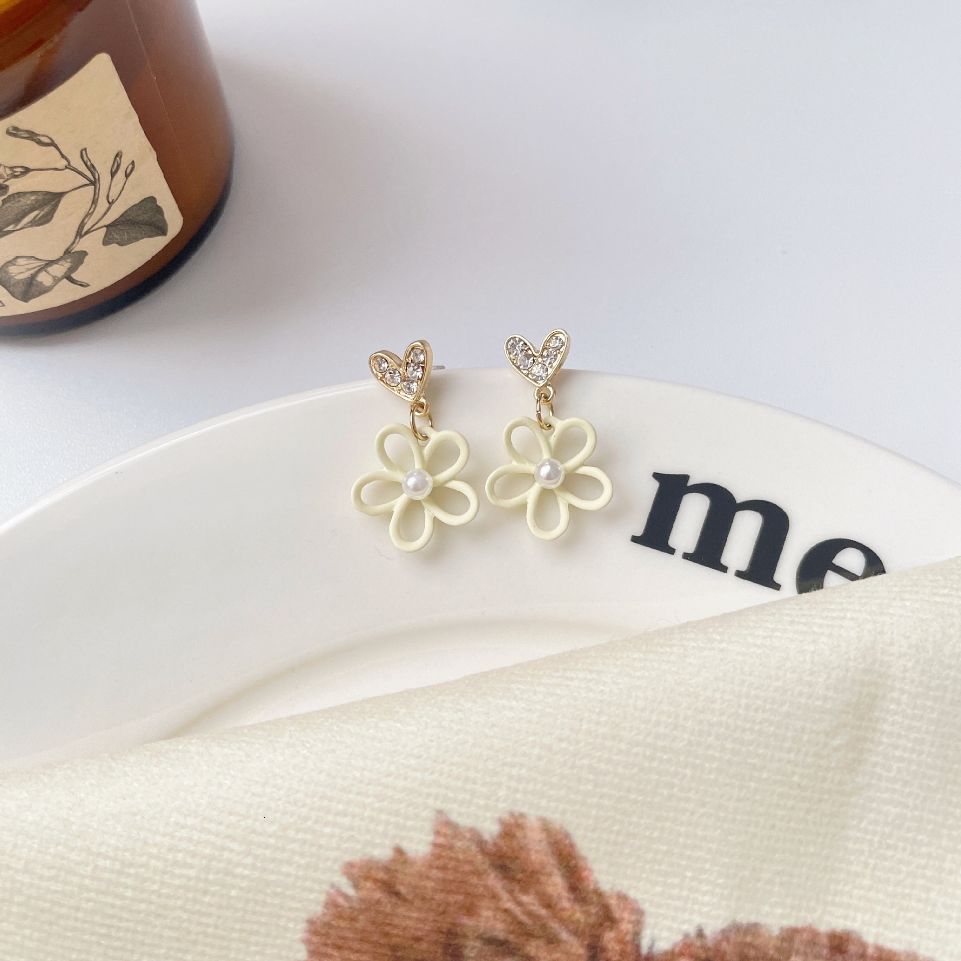 S925 Silver Needle Simple Heart Pearl Flower 2022 New Trendy Stud Earrings Elegant High-end Women's Ear Jewelry