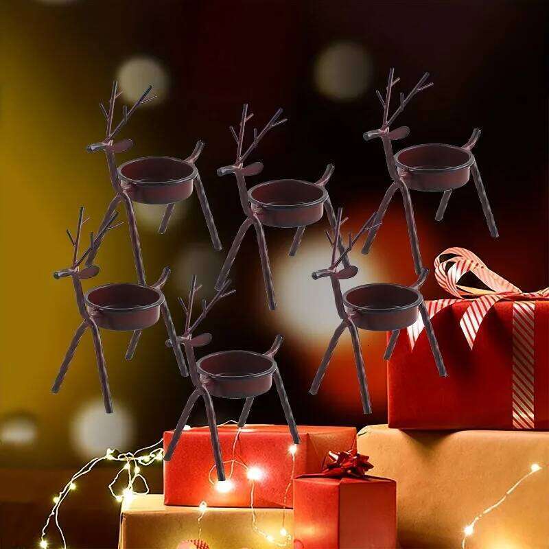 1PC Art Craft Deer Candle Holder Iron Metal Stand for Home Table Desk Birthday Party Atmosphere Decoration Y260131