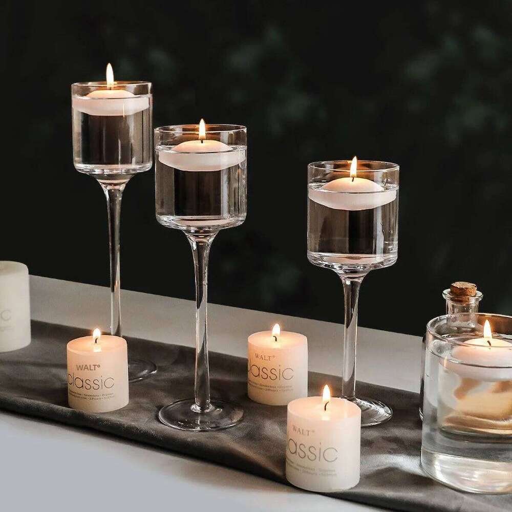 3PCS/SET Long Clear Glass Candle Stick Holder Table Decor Transparent Candelabra for Home Party Decorative Accessories Y260131