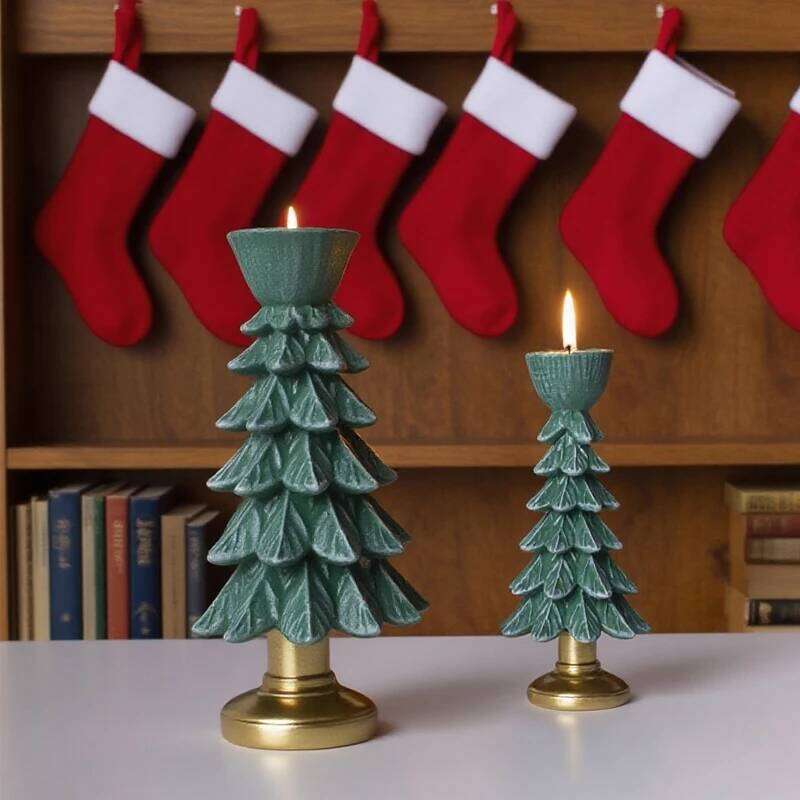 Tree Candle Holder, Creative Holiday Resin Craft, Christmas Atmosphere Decoration Ornament Y260131