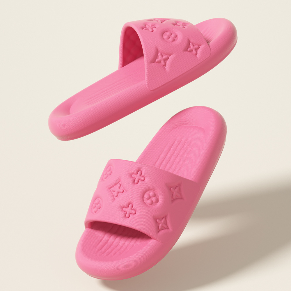 2026s summer ultra soft comfortable home and bathroom flat slippers couple printed sandals for women men anti slip fluorescent green free shipping hot