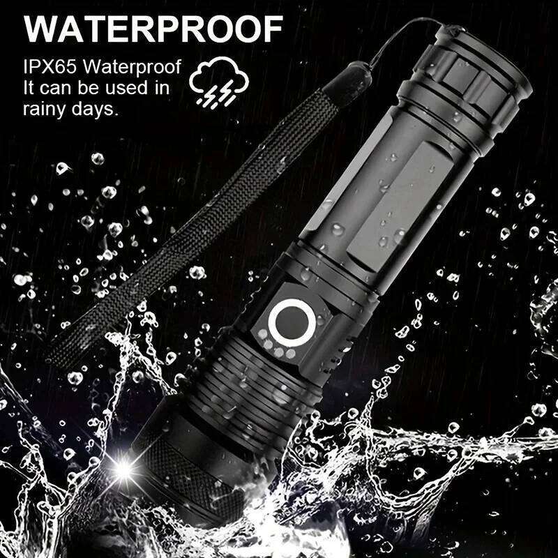 High Power XHP50 LED Flashlight Type-c Rechargeable Aluminium Alloy Torch Zoom Hand Lantern For Camping, Outdoor Emergency H260131