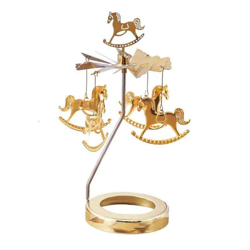 Rotating Thermal Spinning Candlestick Round Revolving Lantern Dream Decoration Candle Tea Light Holder Y260131