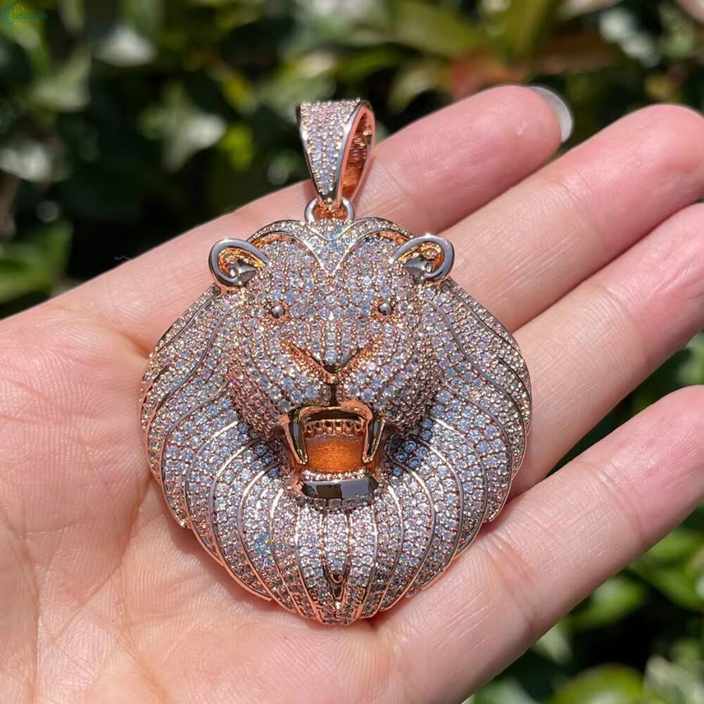 Custom Lion Head Pendant Lab Grown Diamond Bling Hip Hop Pendant Manufacturer Iced Out Rapper Pendant