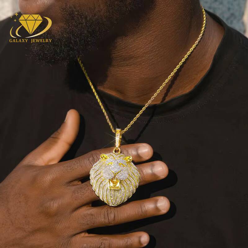 New 3D Animal Pendant Pass Diamond Tester 925 Sterling Silver Iced Out GRA Vvs Moissanite Classic Roaring Lion Pendant