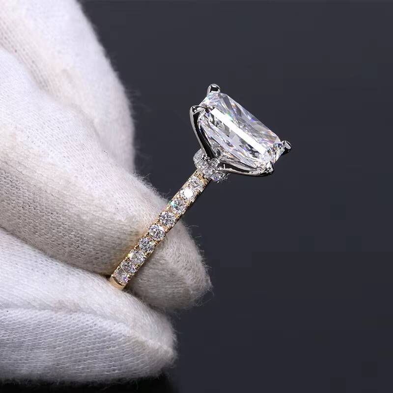 IGI Certified Wedding Engagement Ring 14K Solid Yellow Gold and Platinum D VVS 5 Carats Radiant Cut Lab Grown Diamond Ring