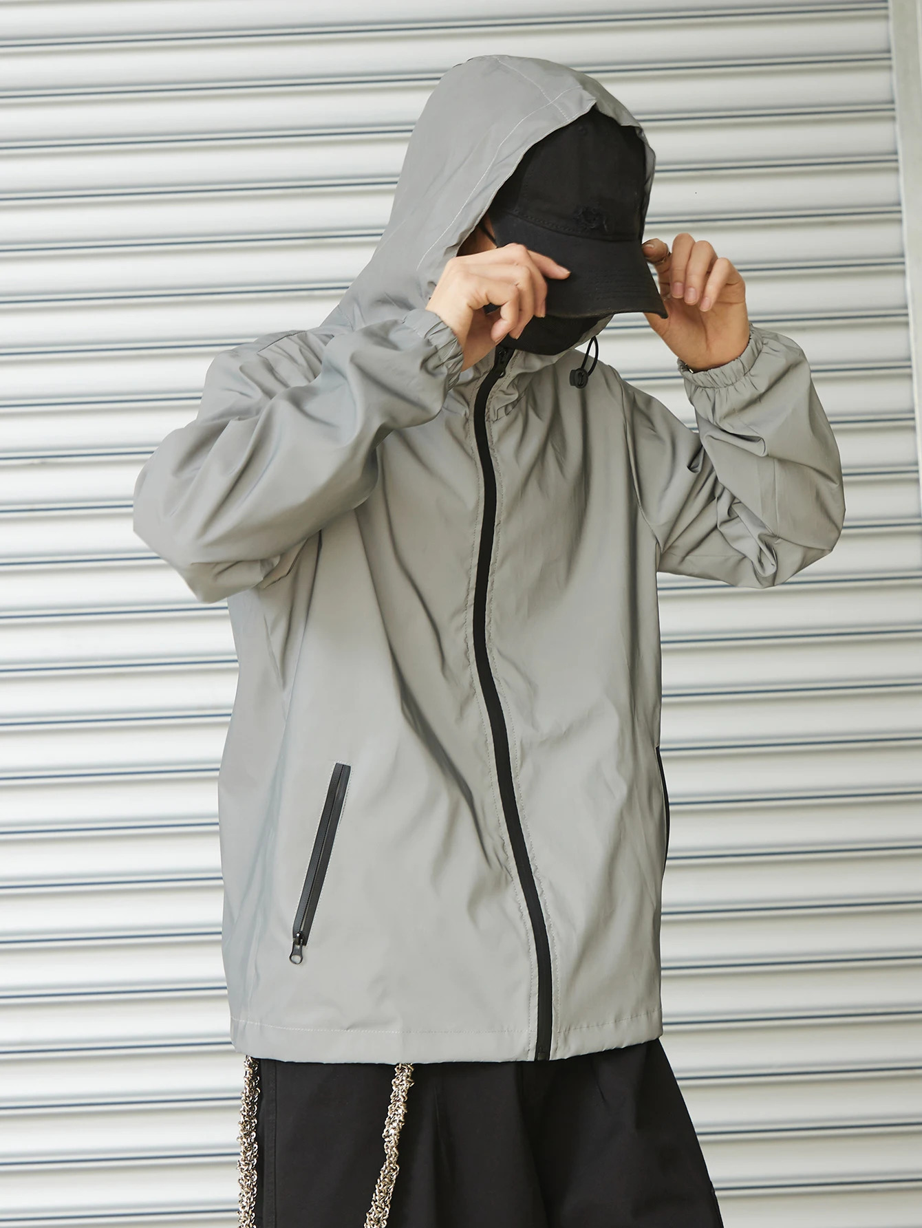 Night Reflective Clothes Spring Mens Hooded Jacket Outdoor Run Casual Windproof Coat Couples Hip-hop Streetwear S-5XL 260122 - view 6