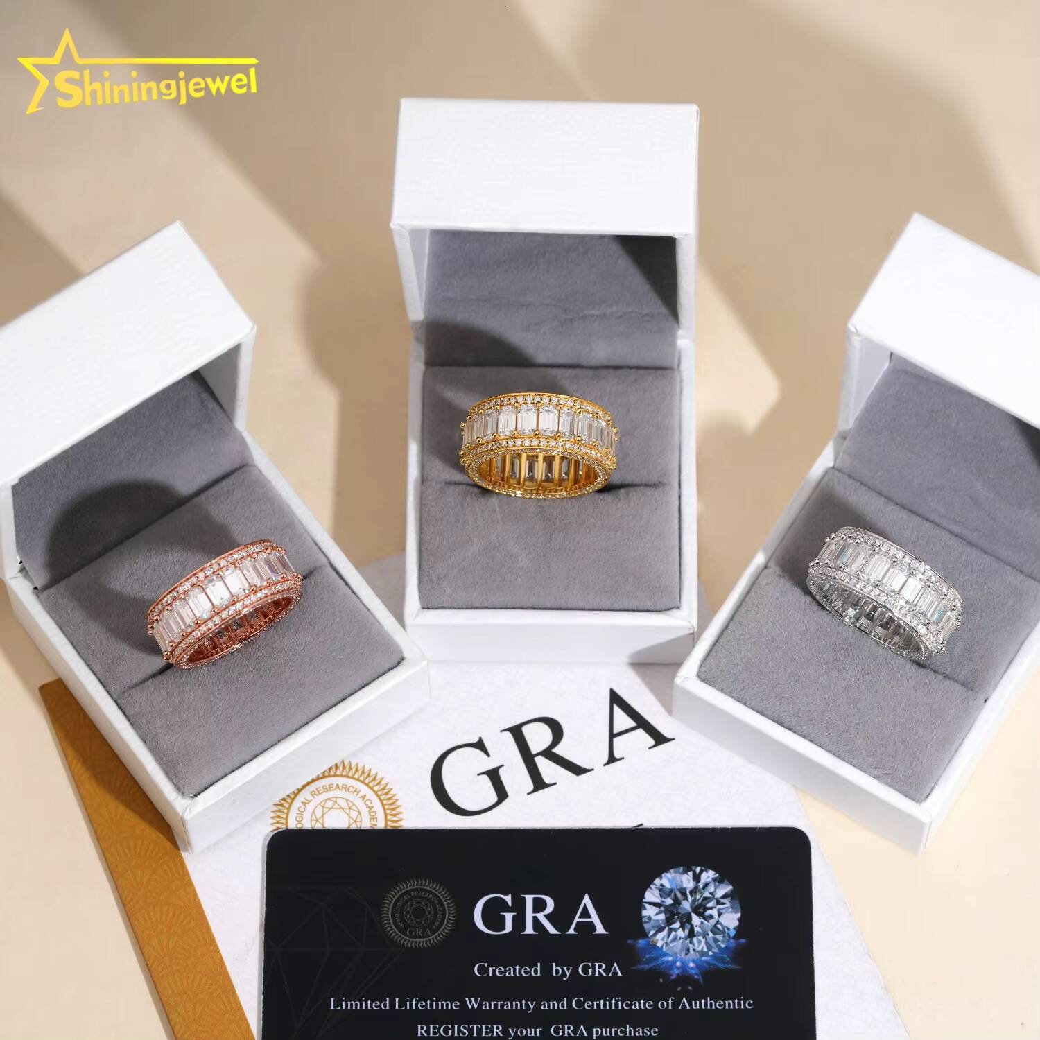 Hip Hop Rings 925 Silver Moissanite Diamond Men Wedding Band Rings Iced Out Rings Pass Diamond Tester
