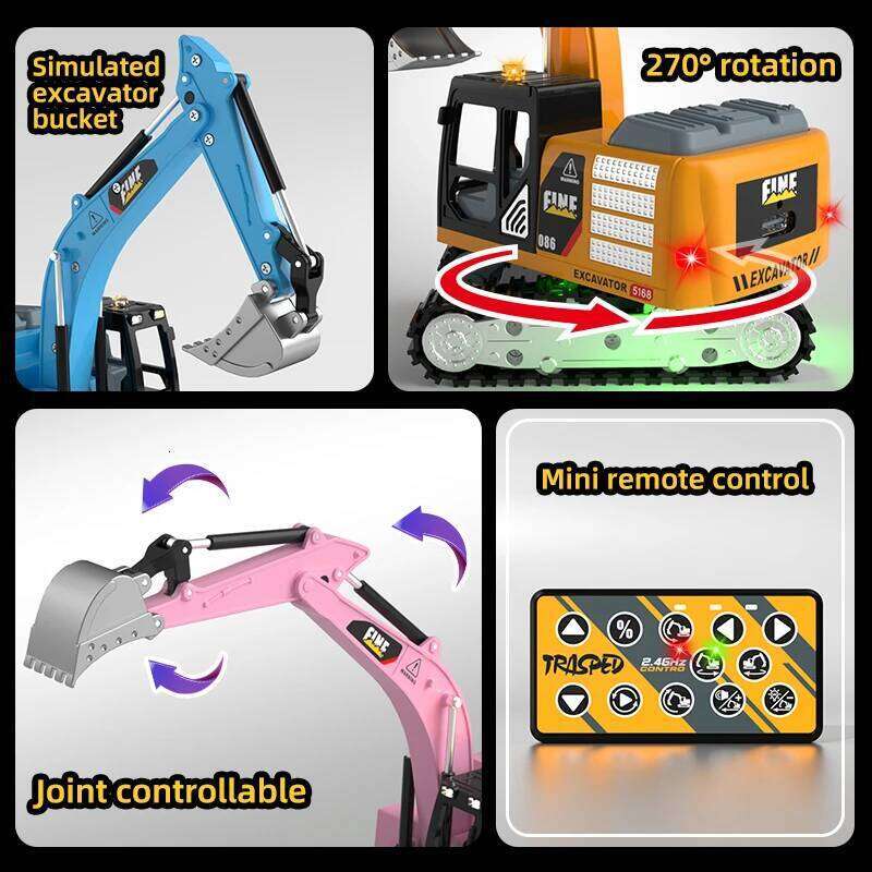 Mini 1:64 excavator, metal shell, lift, sound and light, adjustable construction vehicle model, desktop toy children's gifts Y260131