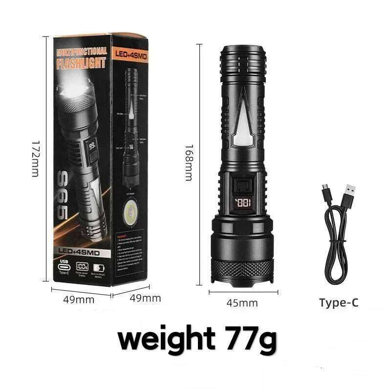 1500W Super Portable Rechargeable Lamp Built-in BatteryWaterproof High Power Led Flashlight White Laser Outdoor Torch Light H260131
