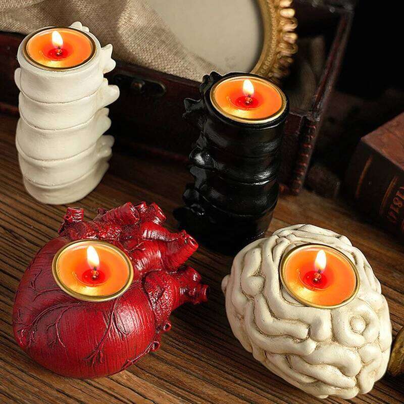 2025 Heart Skeleton Halloween Candle Holder Brain Ghost Festival Decoration Supplies Prop Y260131