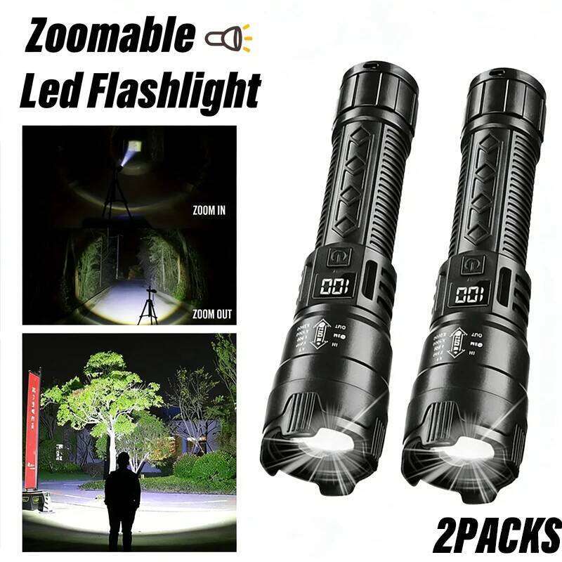 High Power 1000LM LED Flashlight Built-in Battery USB Rechargeable Strong Light Tactical Torch Outdoor Camping Hiking Lantern H260131