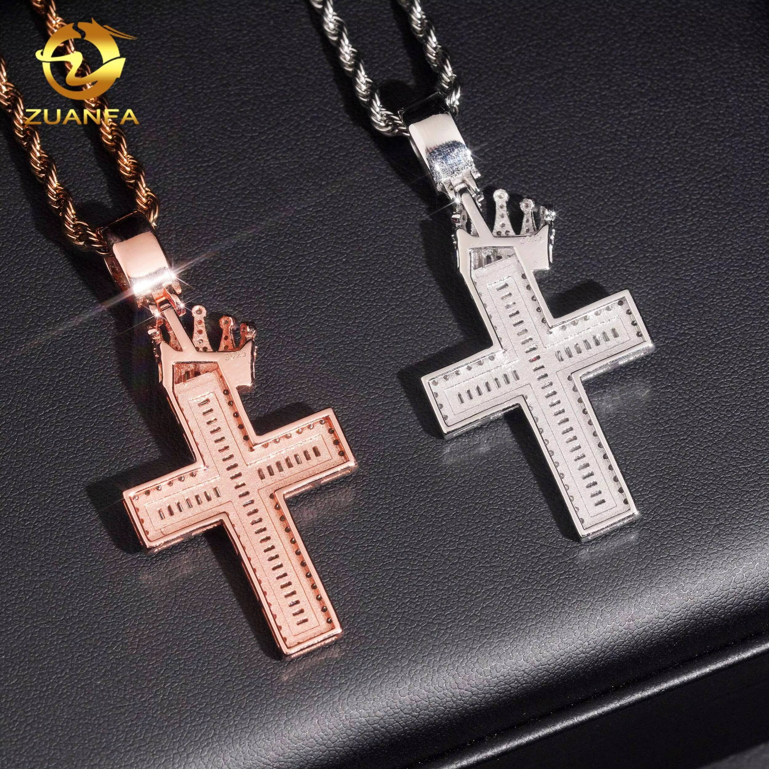 USA Local Stock Moissanite Hip Hop Jewelry Cross Iced Out Pendant 925 Sterling Silver Moissanite Cross Pendant Charm