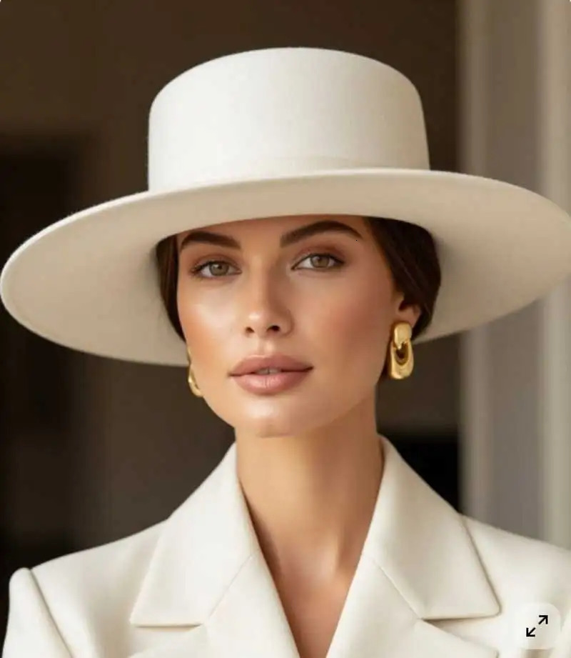 Flat-top French felt hat Autumn and winter felt hats Letter accessories womens wide-brimmed hat sombrero fedora bonnet femme 260130