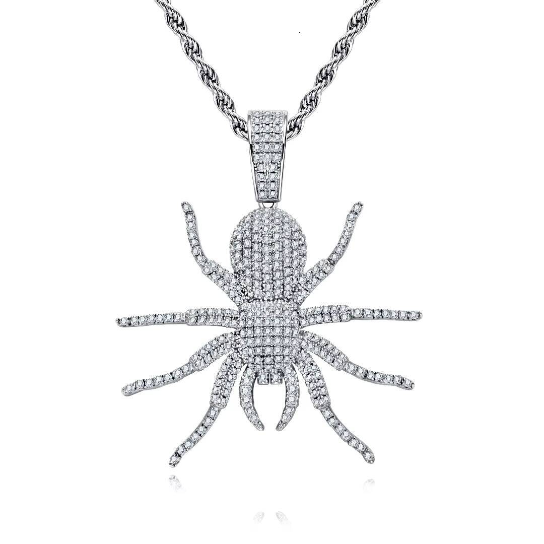 Hip Hop Mens Jewelry Bling Full Moissanite Spider Pendant Pass Diamond Tester 925 Silver VVS Custom Spider Charm Pendants