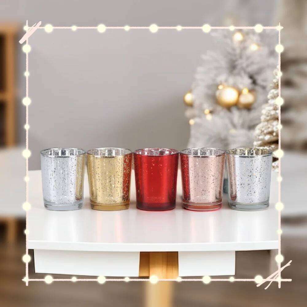 Candle Holder Romantic Dinner Holiday Celebration,Electroplated Glass Cup for Christmas and Wedding Decoration Y260131