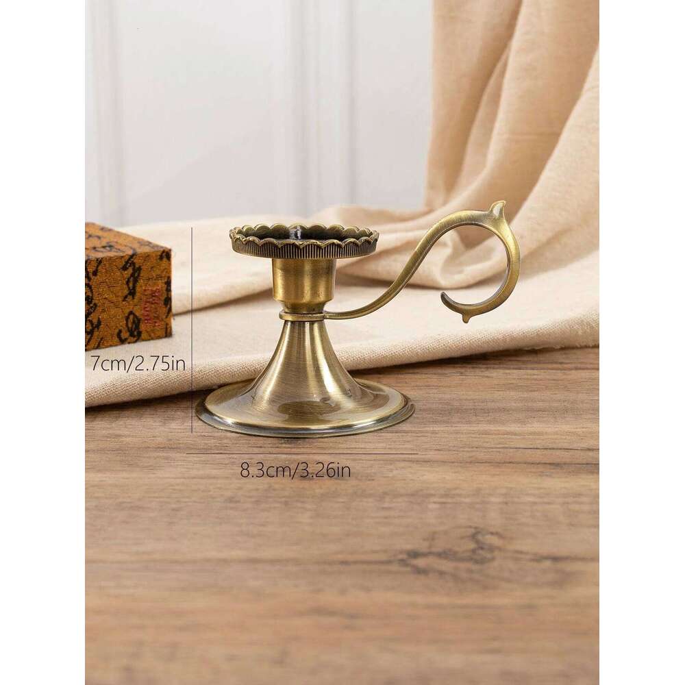 1PC European style church home villa handicraft ornaments metal hand-held holder magnifying candle romantic light Y260131