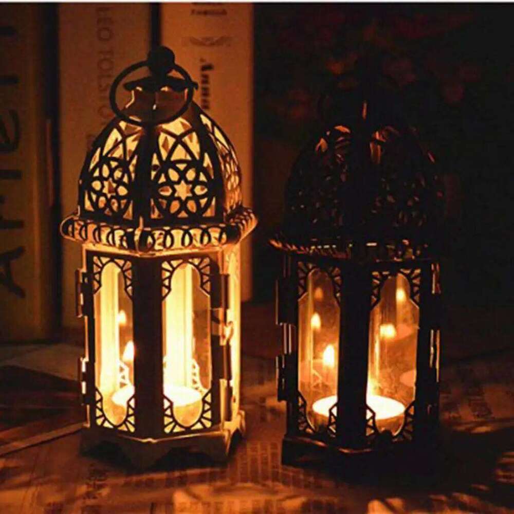 Clear Glass Moroccan Style Lantern Tealight Candle Holder Candlestick for Wedding Party Decor Home Shop Display Y260131