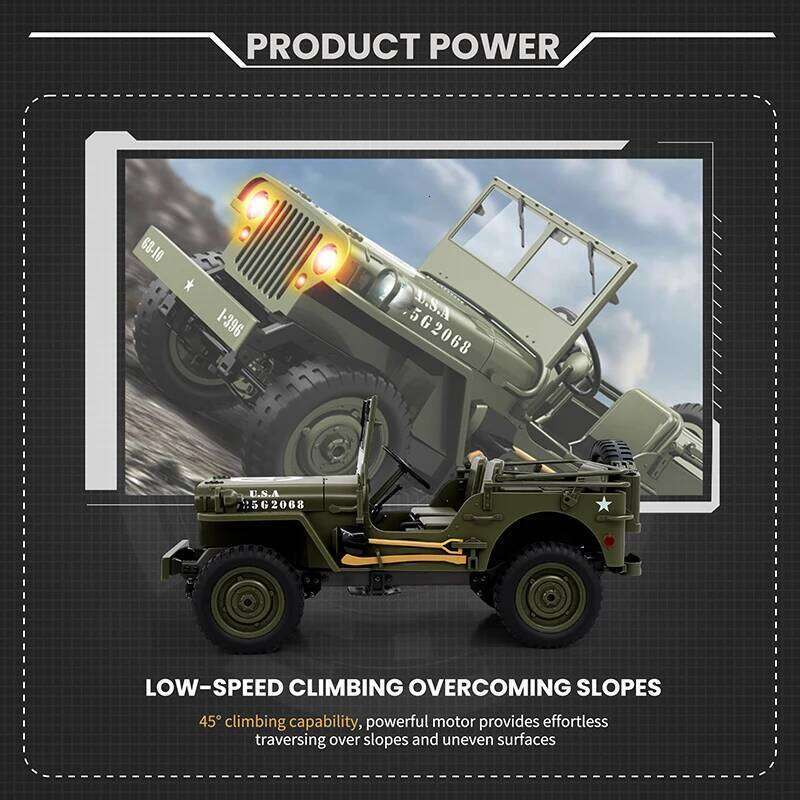 JJRC 1/10 Military Remote Control Car Full Function Steering, LED Lights & Searchlight Dynamic/Static Simulation For Outdoor Y260131
