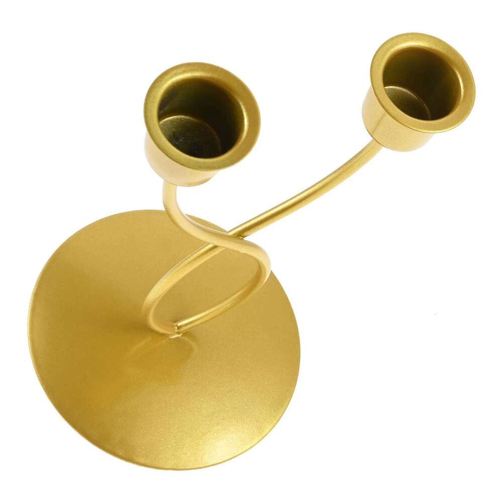Gold Iron Candle Base with Two Cup Table Centerpiece Candlestick Holder for Mantel Fireplace Dining Desktop Home Decor Y260131