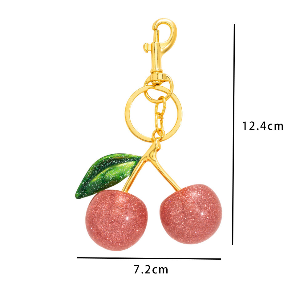 Free shipping Hot selling fashion trend cherry key chain Retro Glittery multi-color cherry bag charm